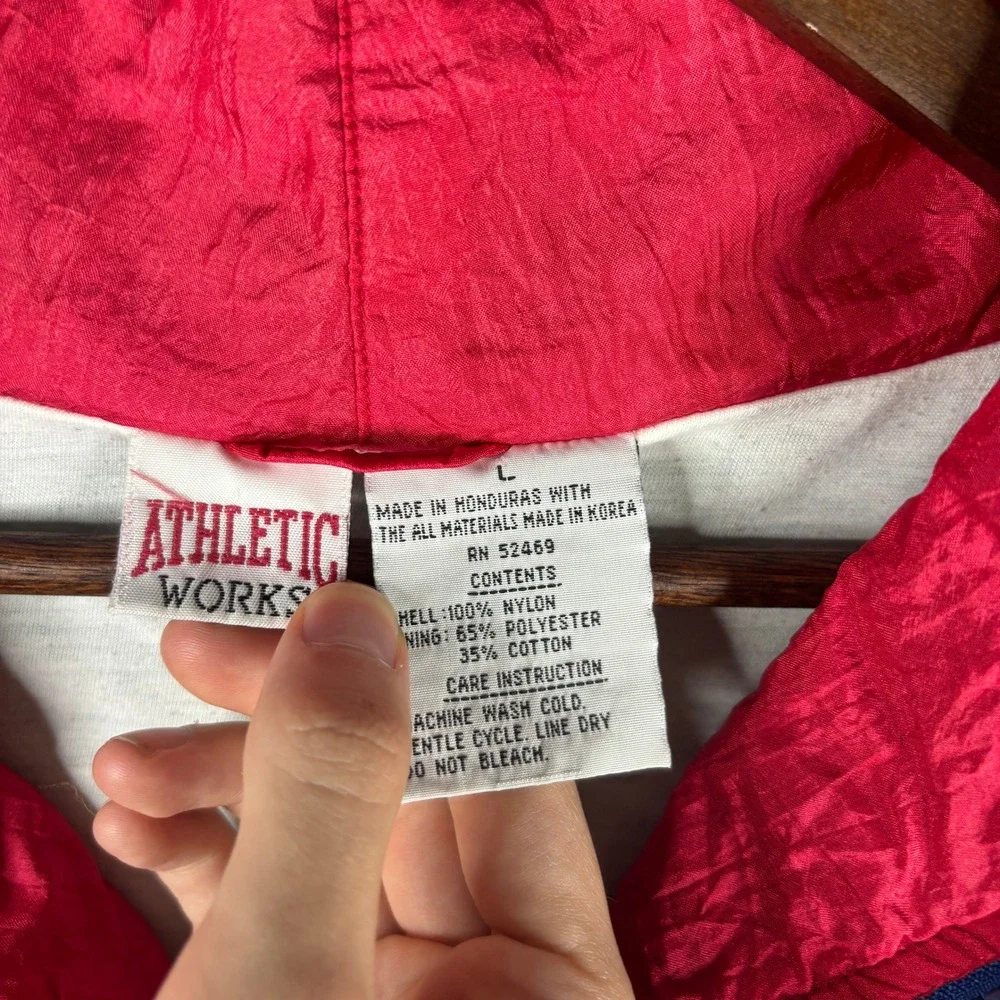 Vintage Athletic Works Colorblock Windbreaker Jacket Blue Red Teal Mens Large